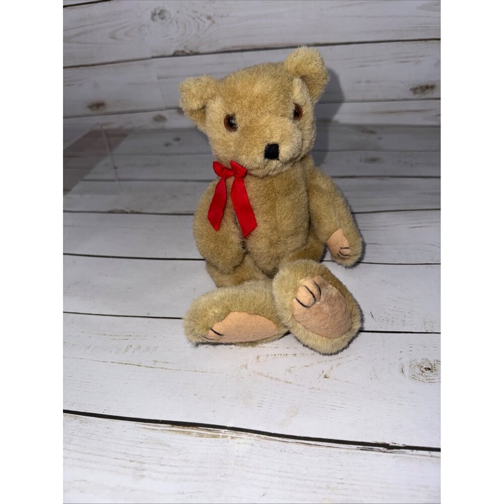 Vtg Beachwood Bunch Plush Teddy Bear With Red Bow 9"‎ Collectible Stuffed Animal